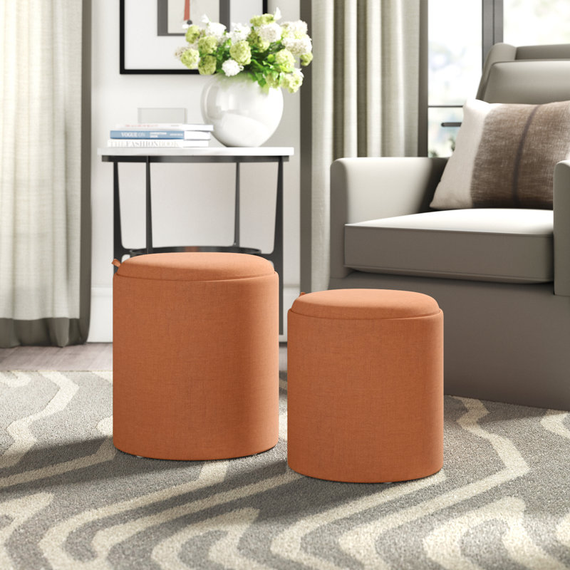 Repose-pieds rond avec rangement 15,5 po Alvena, Orange