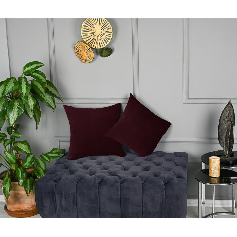 Matte Velvet Cushion Cover - 1 Pc, 35cm x 35cm, Mulberry Currant Sangria