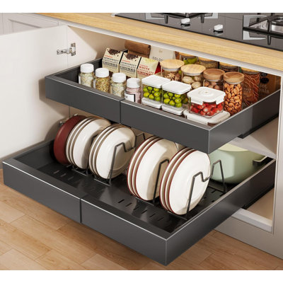 Rangement pour armoire coulissante 2 pièces, largeur (16 po à 21 po) et profondeur (13 po à 17 po), extensible avec 3 rails