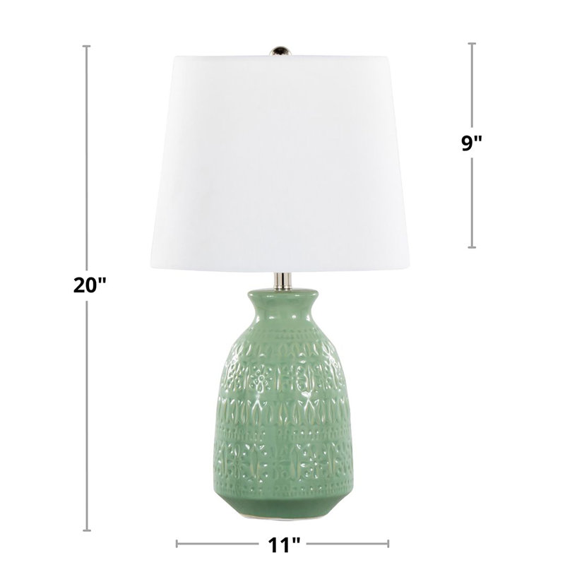 Talon 20" Ceramic Table Lamp Set, Sage Green