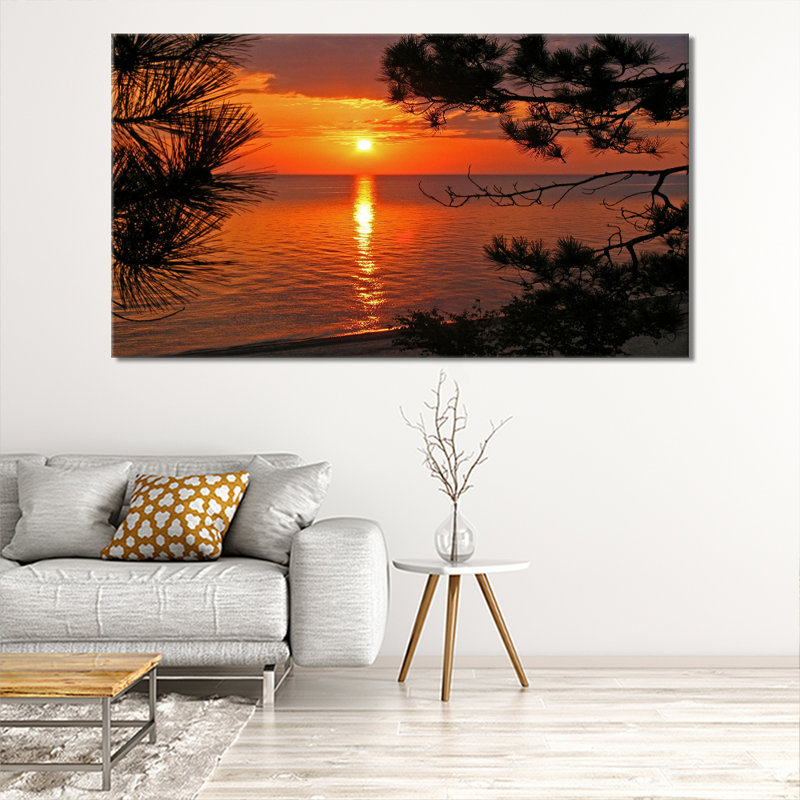 Ocean Sunset - Wrapped Canvas Print, 76cm H x 127cm W x 3.2cm D