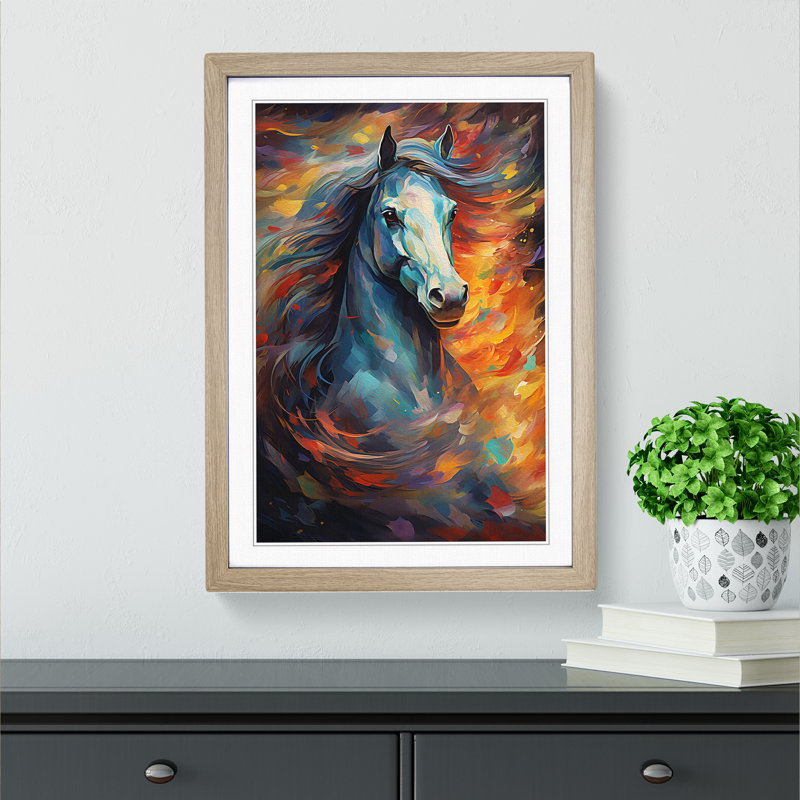 Horse Abstract - Single Picture Frame Print on Wood