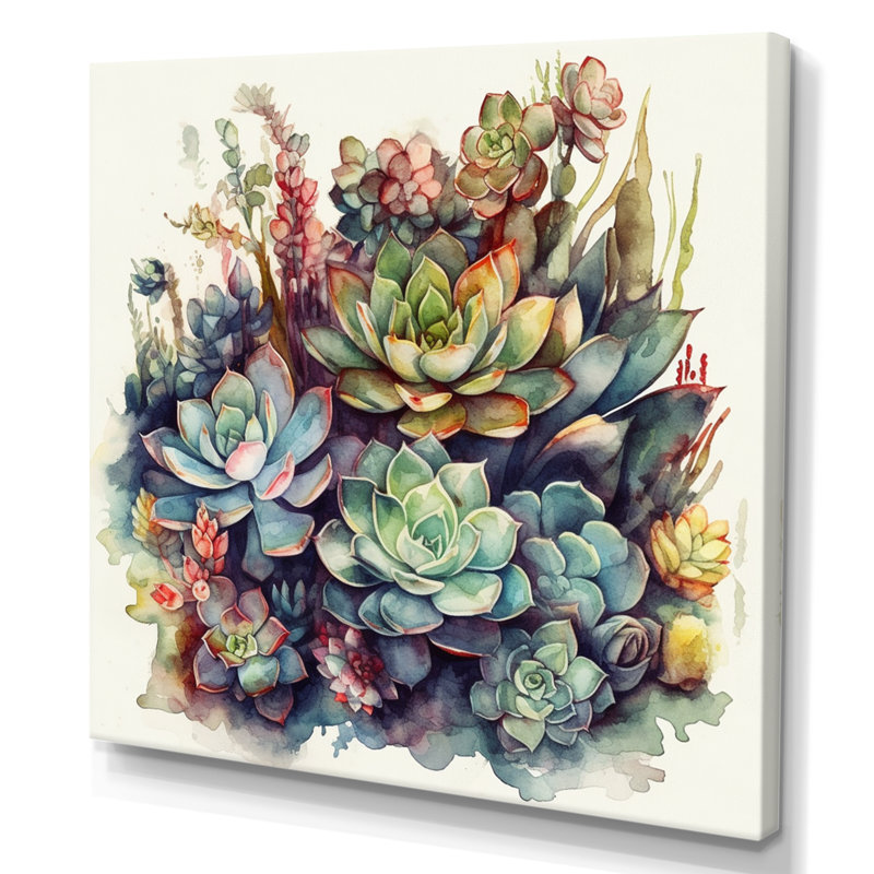 «Ryon Green Red Cactus Scenery III», reproduction sur toile, H 16 po x l 16 po, Toile tendue