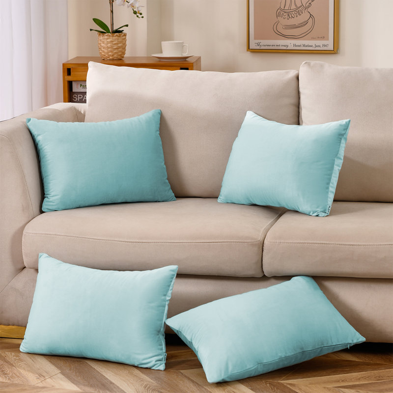 Housse de coussin en velours (ensemble de 4 housses de coussin seulement), Sarcelle clair