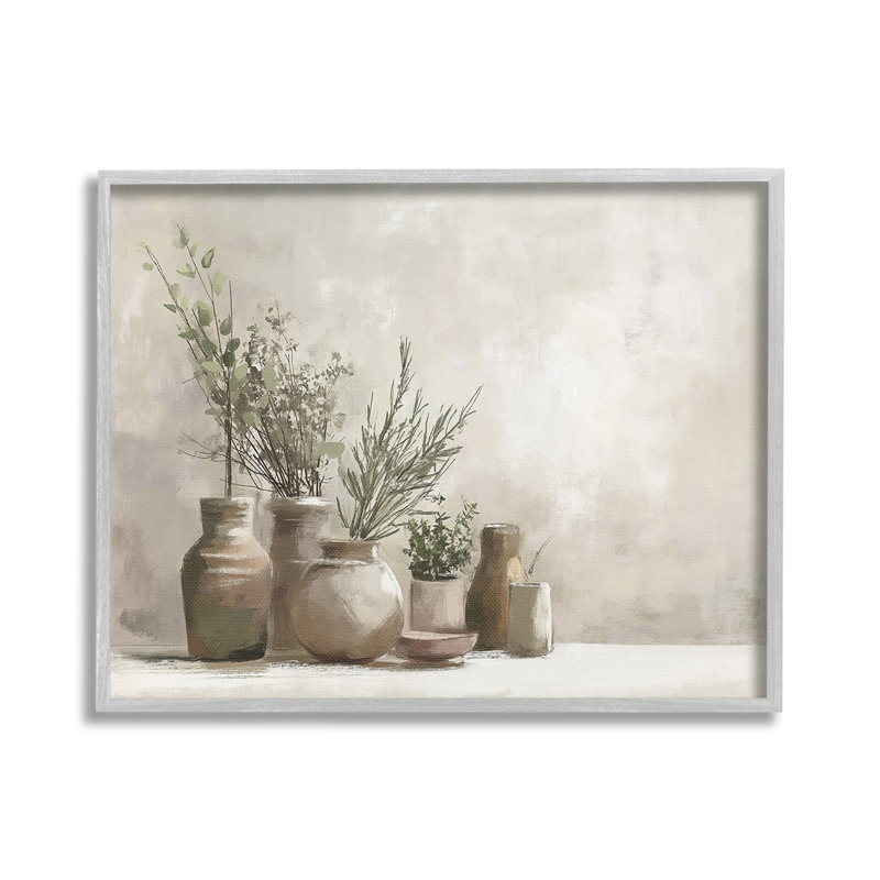 «Cottage Herbs in Pottery», art de la giclée encadrée par Imagine It Images, Estampe numérique Farmhouse, H 16 po x l 20 po