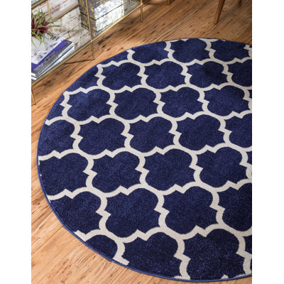 Tapis géométrique bleu foncé / ivoire Ruri