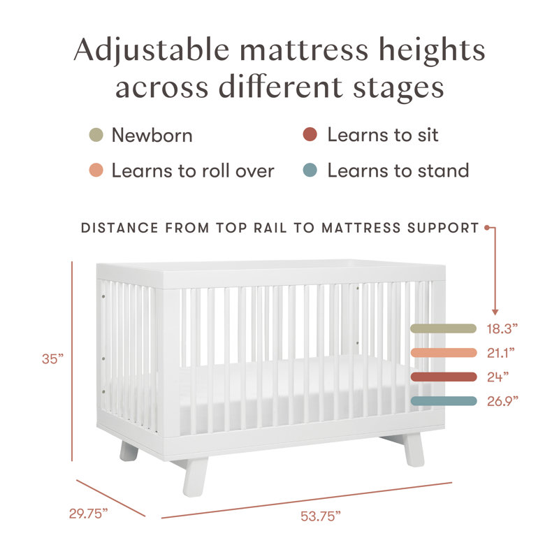 Hudson 3-in-1 Convertible Crib, White