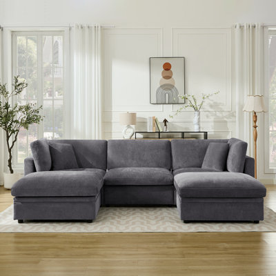 Canapé modulaire surdimensionné rembourré de duvet avec repose-pieds