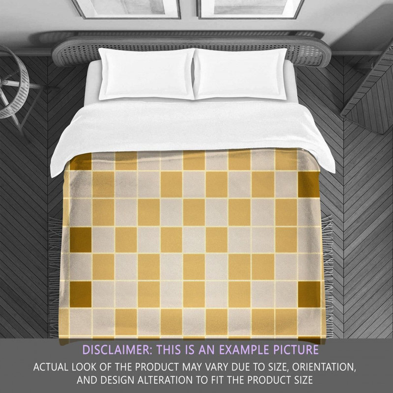 Polyester Comforter, Twin Comforter, Gold/Beige Checkered
