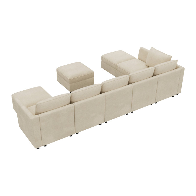 Canapé modulaire en U avec méridienne Tremee, Polyester gris