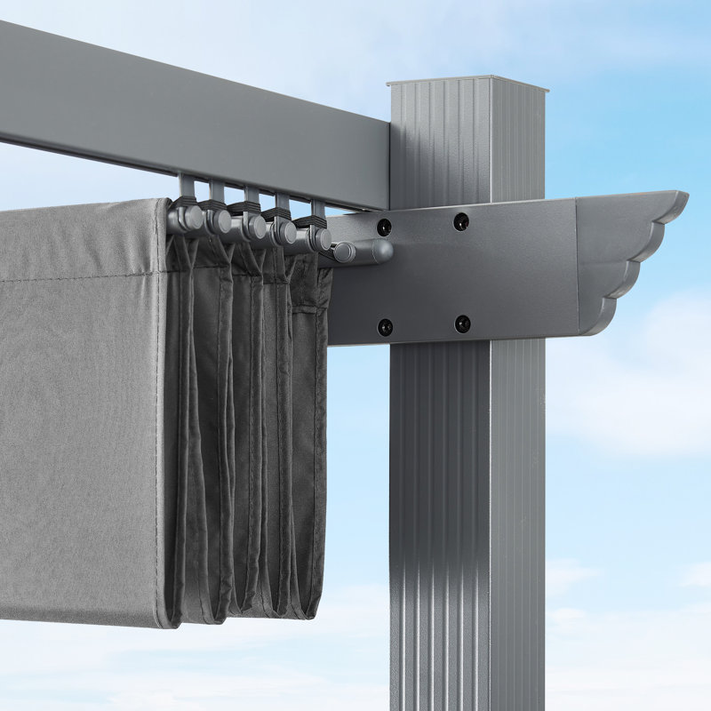 10 Ft. W X 10 Ft. D Aluminum Pergola with Canopy, Gray