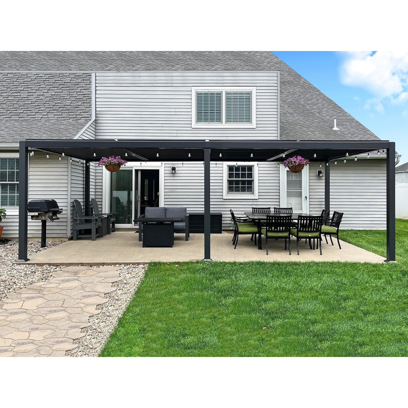 Aluminum Louvered Pergola, 92.58"H x 279.21"W x 137.36"D