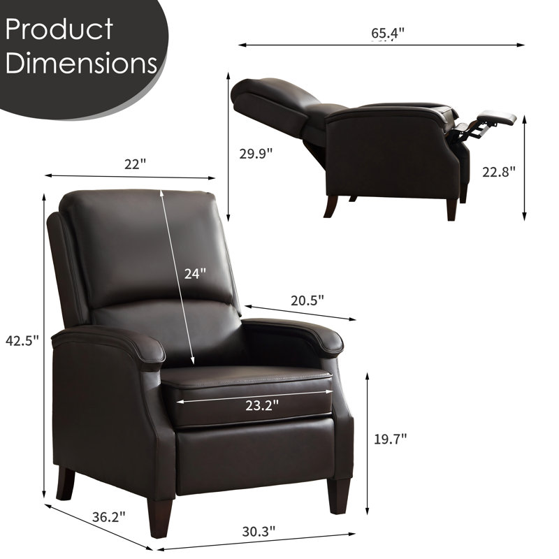 Upholstered Faux Leather Push-Back Manual Recliner(Set Of 2), Chocolate
