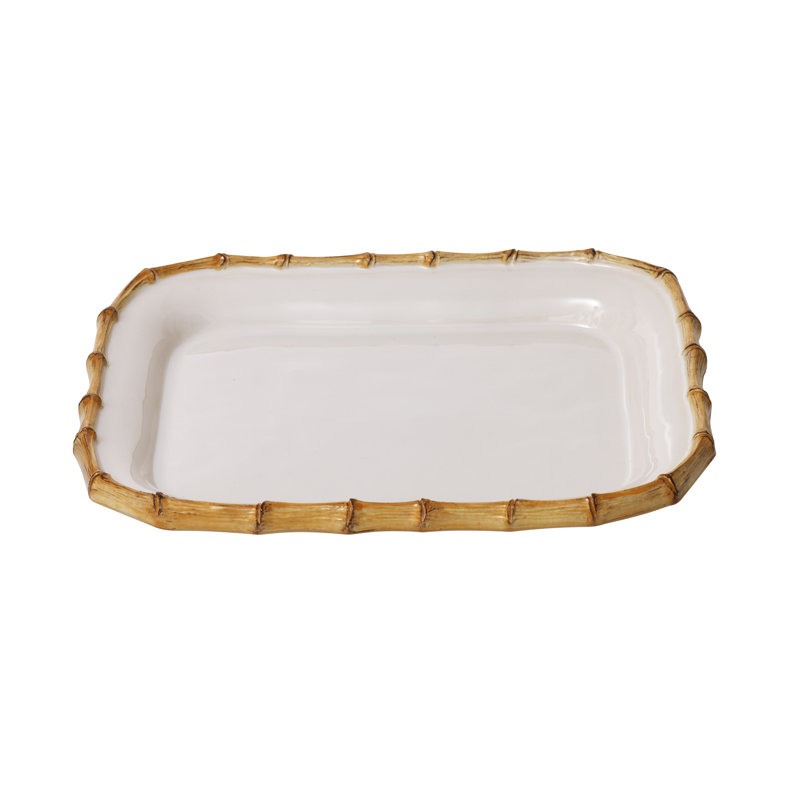 Bamboo 12" Platter - White/Natural