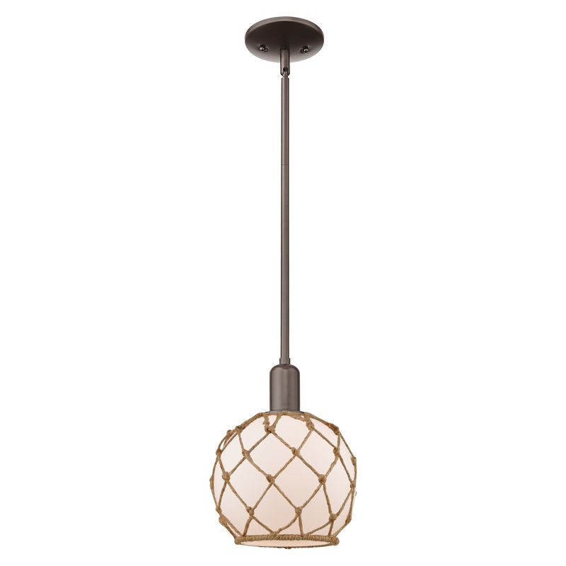 Arcadia - Mini-luminaire suspendu avec tige 10 po 1 lumière, Bronze frotté à l'huile, H 10,63 po x l 8 po x P 8 po