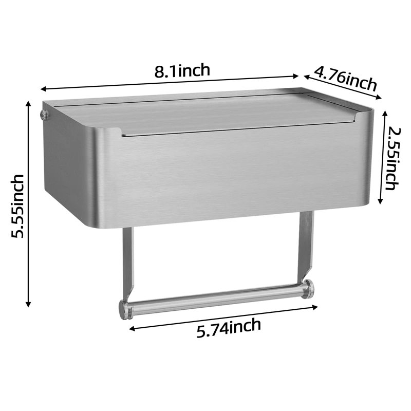 Porte-papier hygiénique avec tablette, distributeur de lingettes jetables convenant au rangement des lingettes de salle de bain