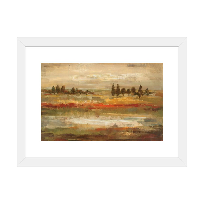 «Summer Fields» par Silvia Vassileva - reproduction d'art, H 24 po x l 32 po x P 1 po, Encadré par un papier blanc