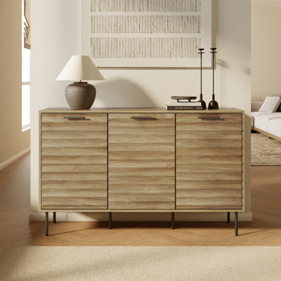Armoire à cascade Mid-Century moderne à 3 portes avec pieds en métal 55,1 po Casper