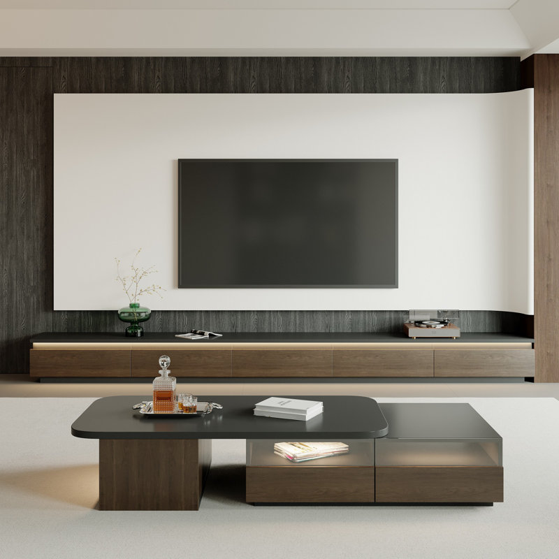 Derozil  Extendable Coffee Table with LED Lights and 4 Drawers