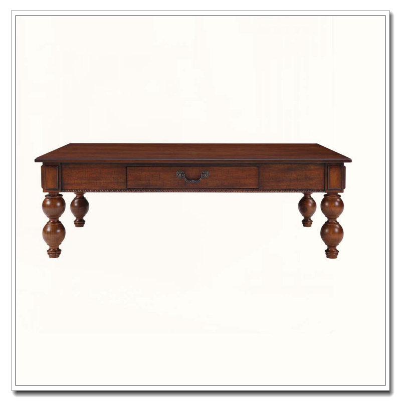 Table basse en bois avec tiroir de rangement, Noyer