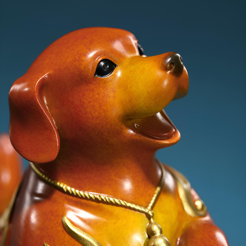 Brass Lucky Dog Statue - Exquisite Handcrafted Desk Decor