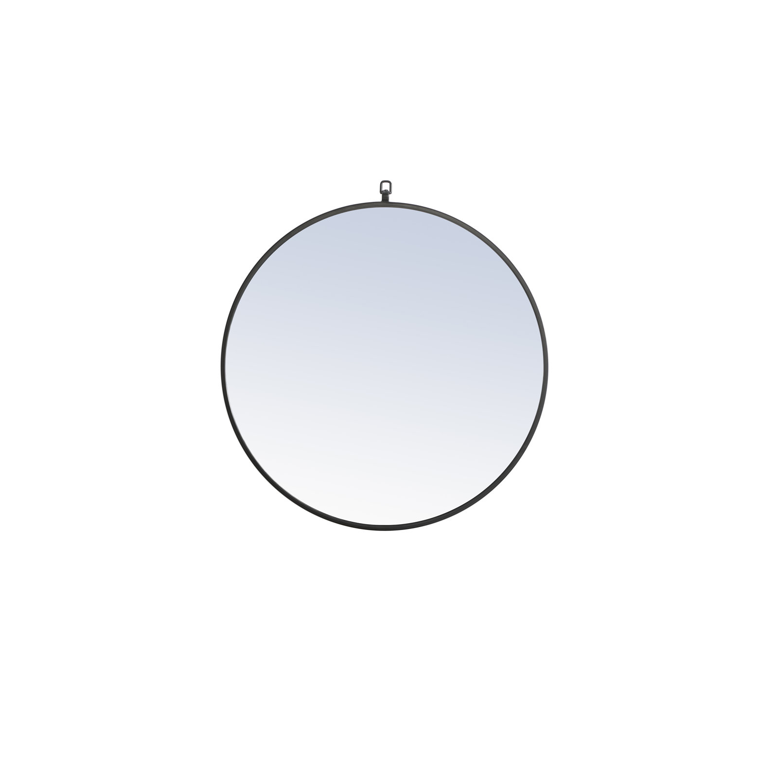 Cassie Metal/Manufactured Wood Round Wall Mirror, 32" x 32", Black