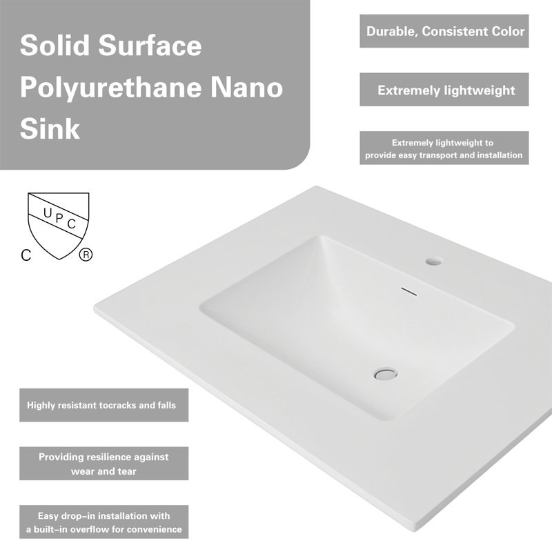 Shaker Bathroom Vanity Set 24" Sink Base with 25" Resin Sink Top Combo, Gray