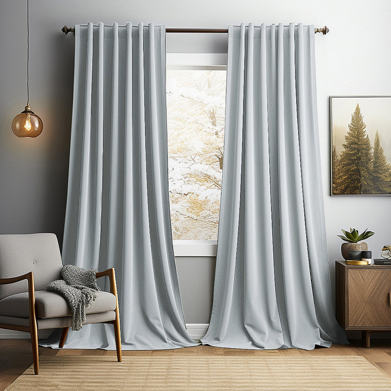 Lauier Velvet Blackout Curtain Pair, 52" W x 96" L, Light Gray