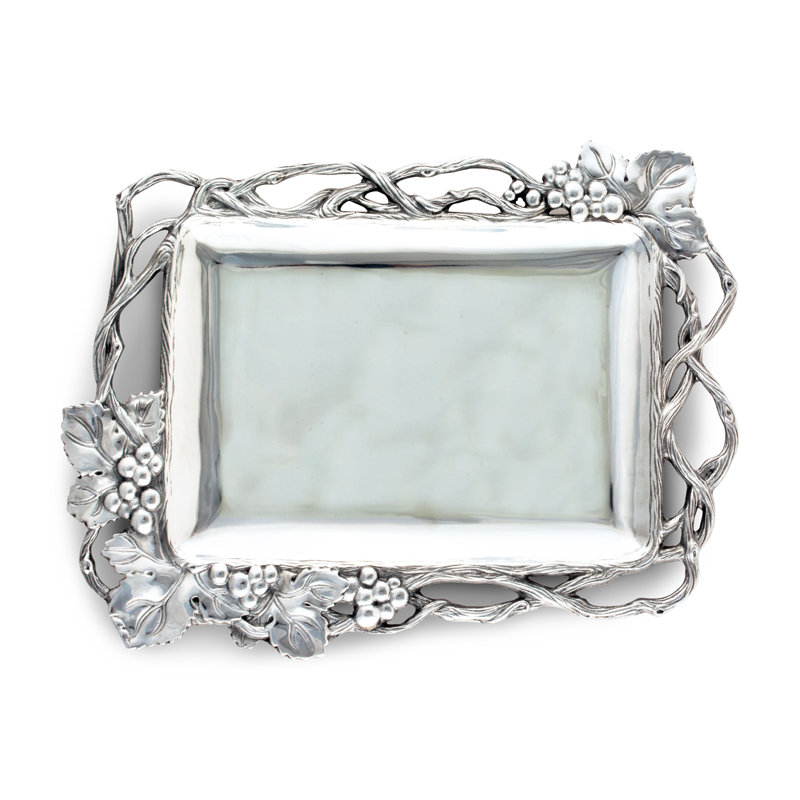 Arthur Court Silver Aluminum Grape Vine Rectangle Serving Tray