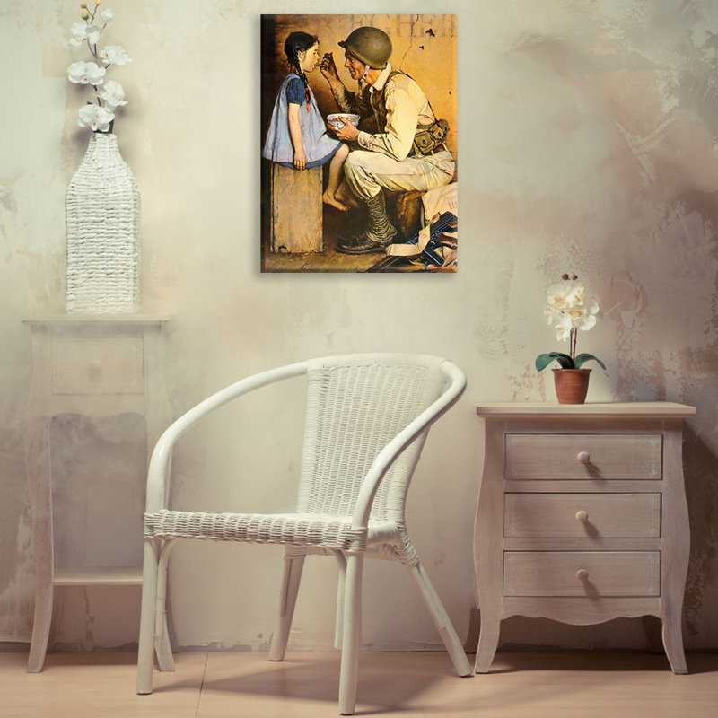 «The American Way» par Norman Rockwell, toile tendue avec châssis, H 24 po x l 17 po