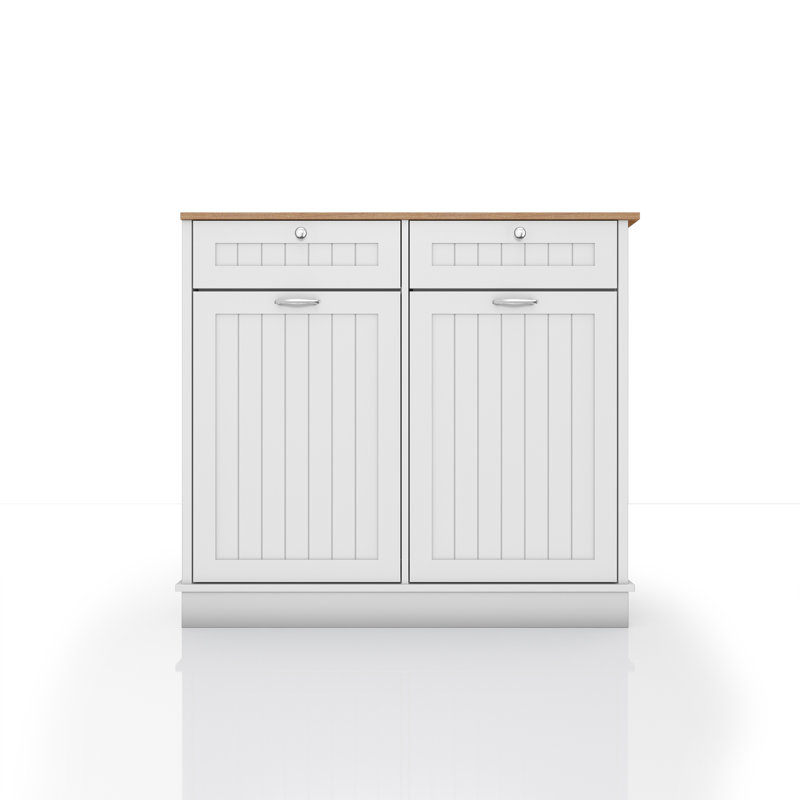 40 in. W x 14 in. D x 36 in. H Ready to Assemble Floor Base Tilt-Out Trash Kitchen Cabinet with 2-Drawer Trash Can not included