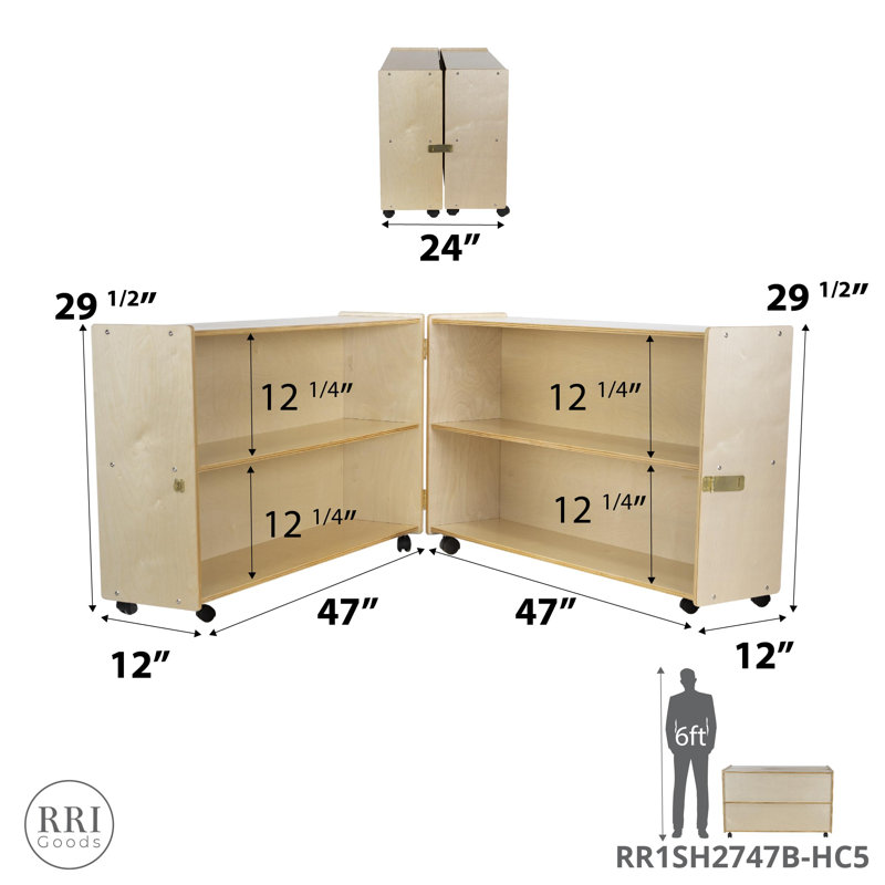 4-Section Birch Classroom Storage Cabinet with Casters - 94" Wide Organizer for Toys, Art Supplies
