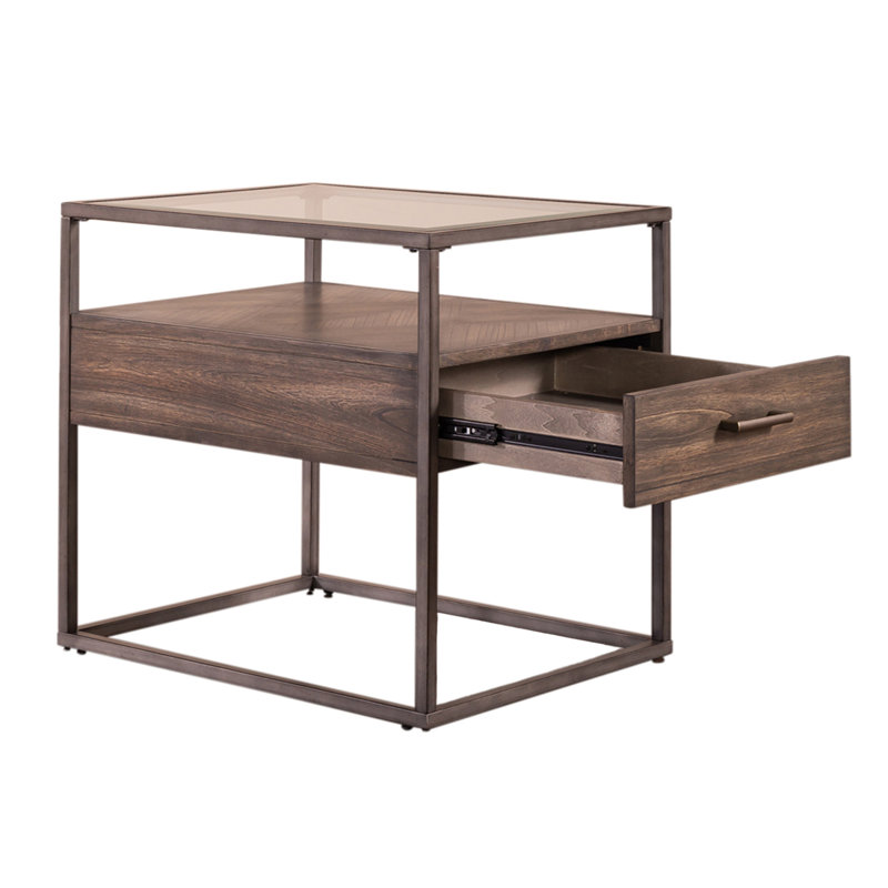 Table de bout avec rangement en verre Locust Grove