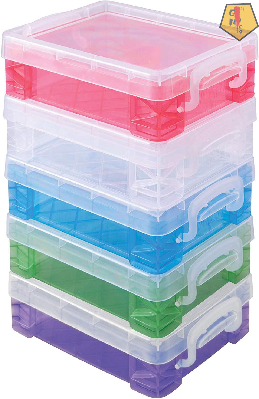 1InTheoffice Crayon Box, Stackable Clear (4 Pack.)