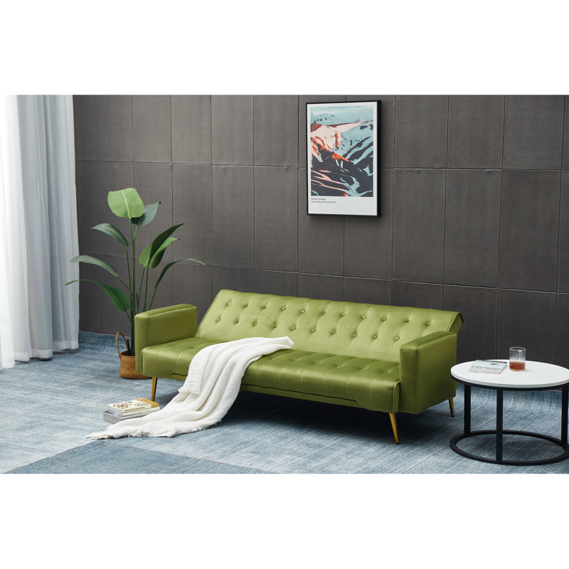 Lit armée pour la fonctionnalité du salon - Pieds en métal doré, 3, velours, bois massif +, sert à de multiples fins Serenity Creates Calm