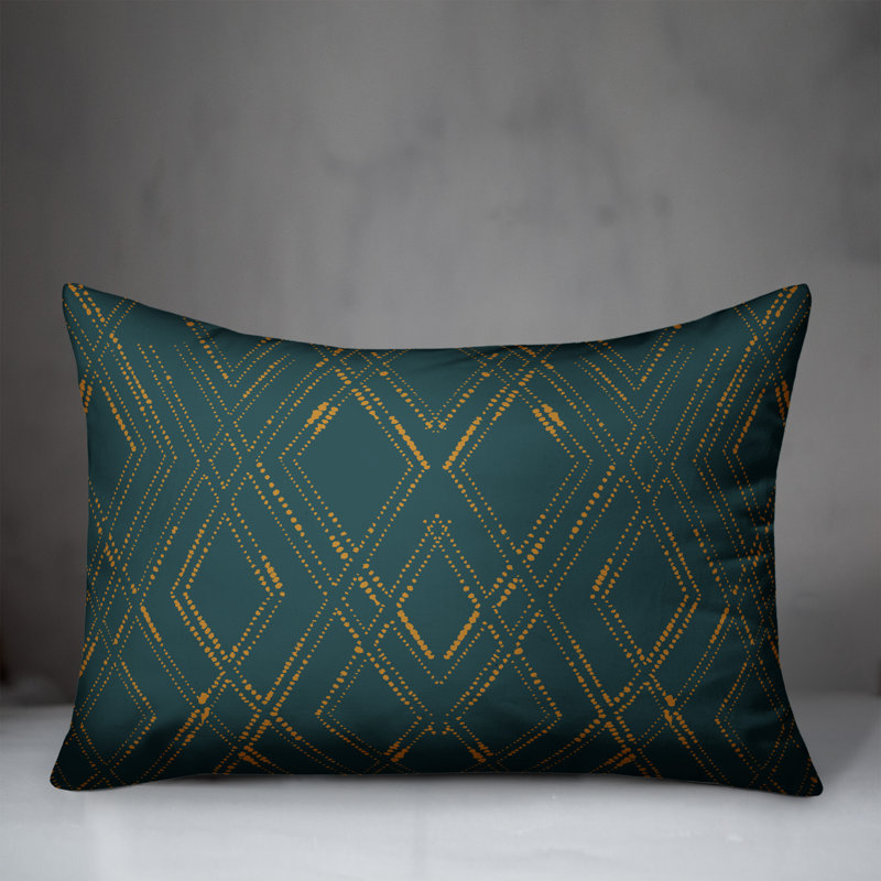 Coussin géométrique rectangulaire, Bleu / or