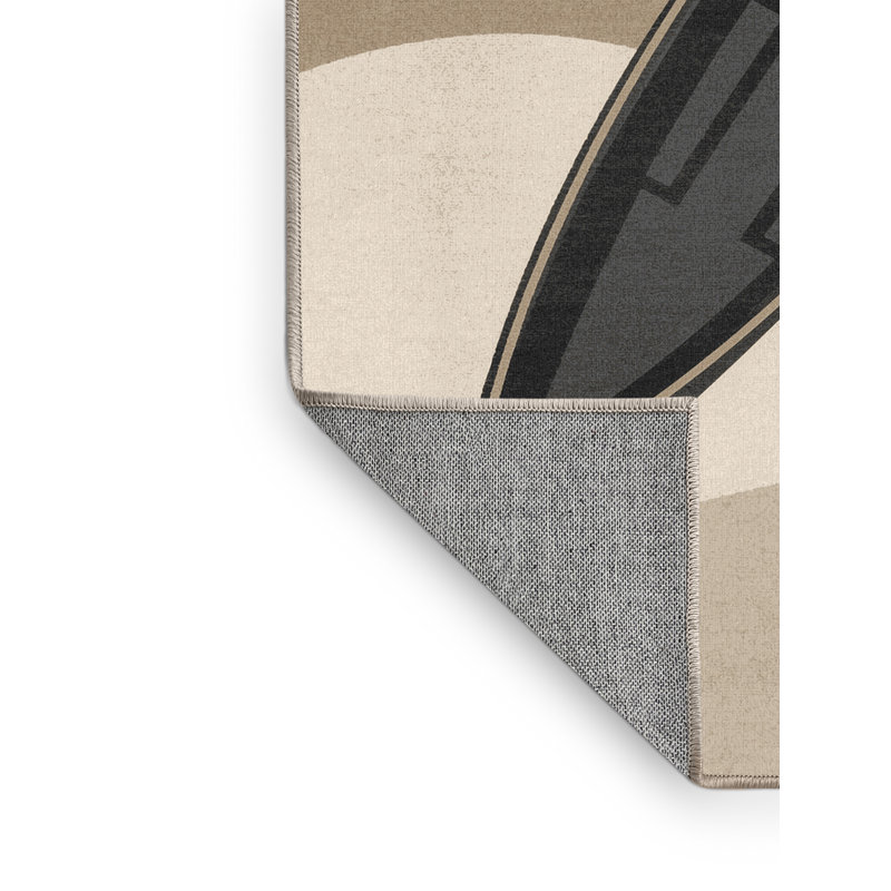 Machine Washable Maurice Traditional Canoe Modern Rug in Gray – Beige Binding, 8x10
