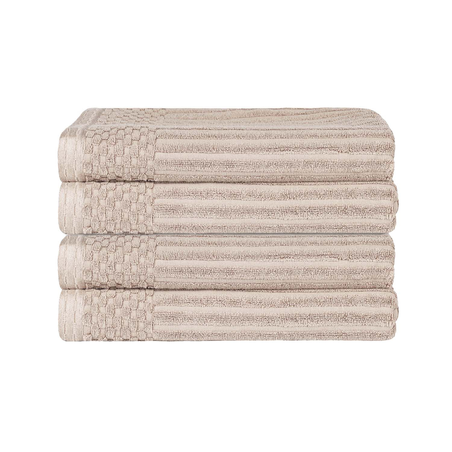 Ribbed Cotton Absorbent Heavyweight Bath Towel, Ivory