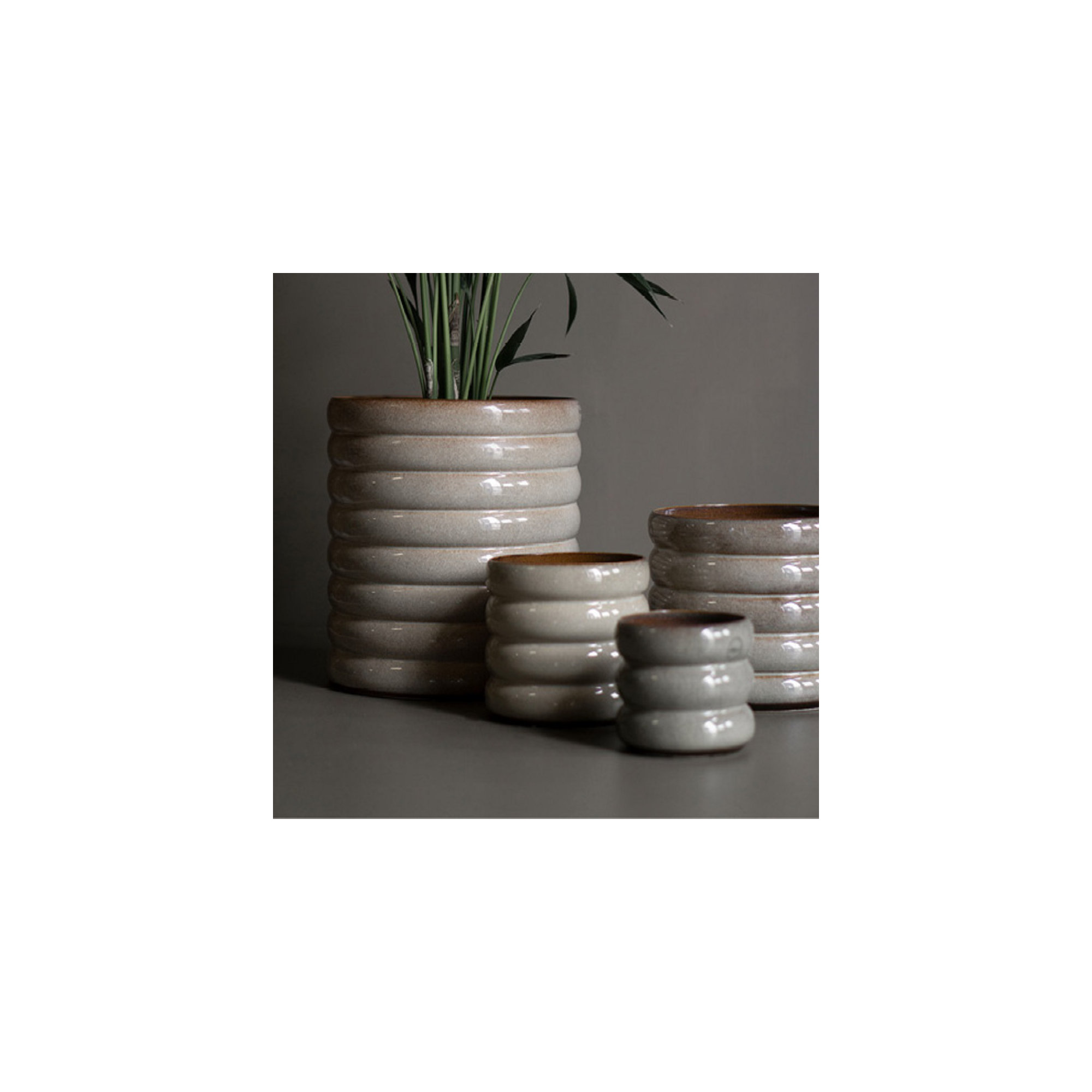 Ceramic Pot Planter, Brown, 3.94" H x 3.94" W x 3.94" D