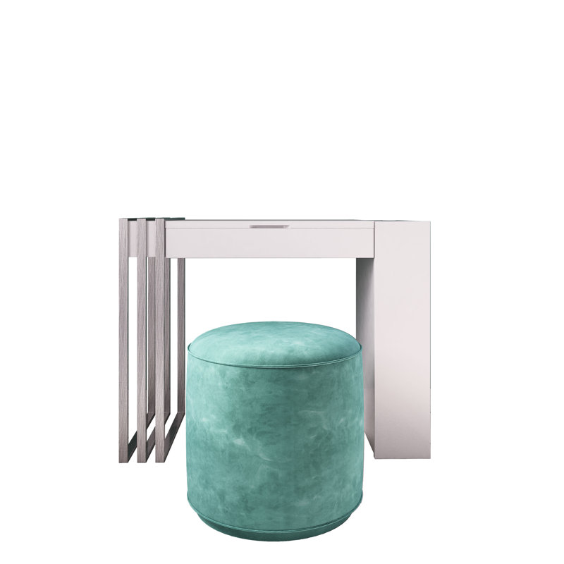 Ensemble coiffeuse en bois massif avec tabouret et Miroir, Mat