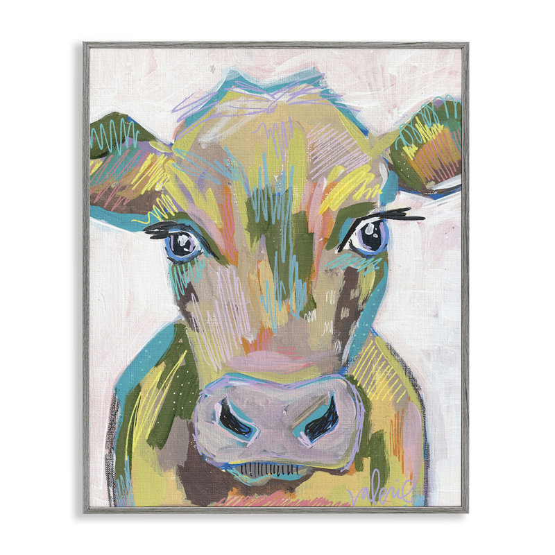 «Vivid Cow Visage Art» par Valerie Weiners, Estampe numérique Farmhouse, H 20 po x l 16 po