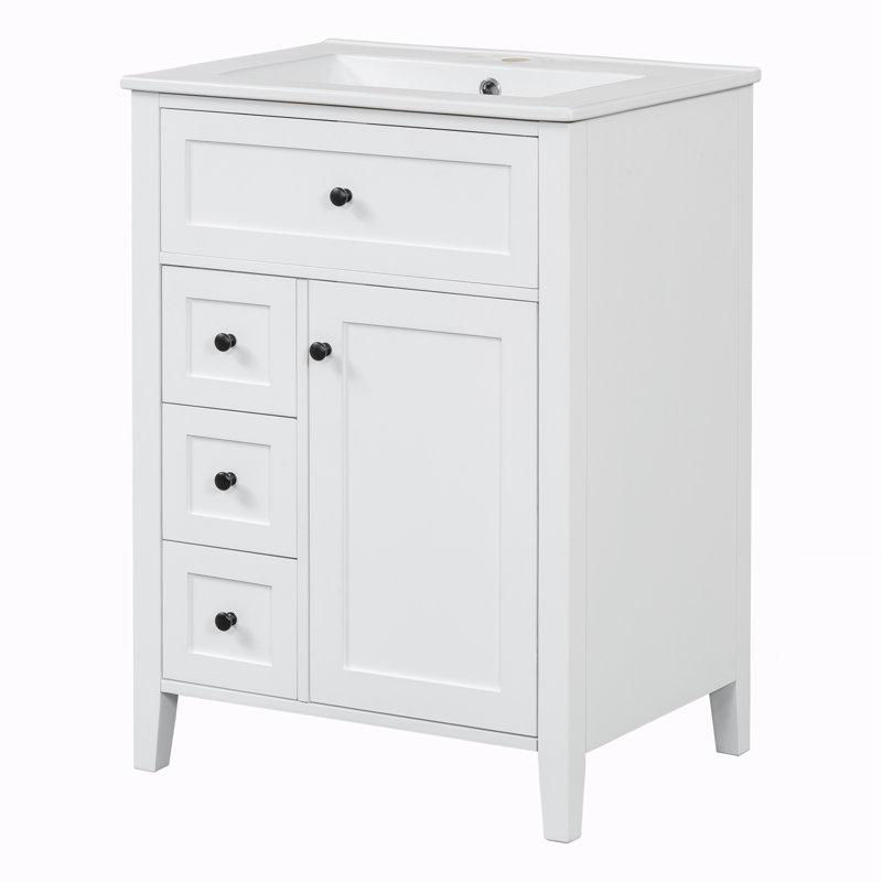 Meuble-lavabo de salle de bain avec lavabo, Blanc/Noir