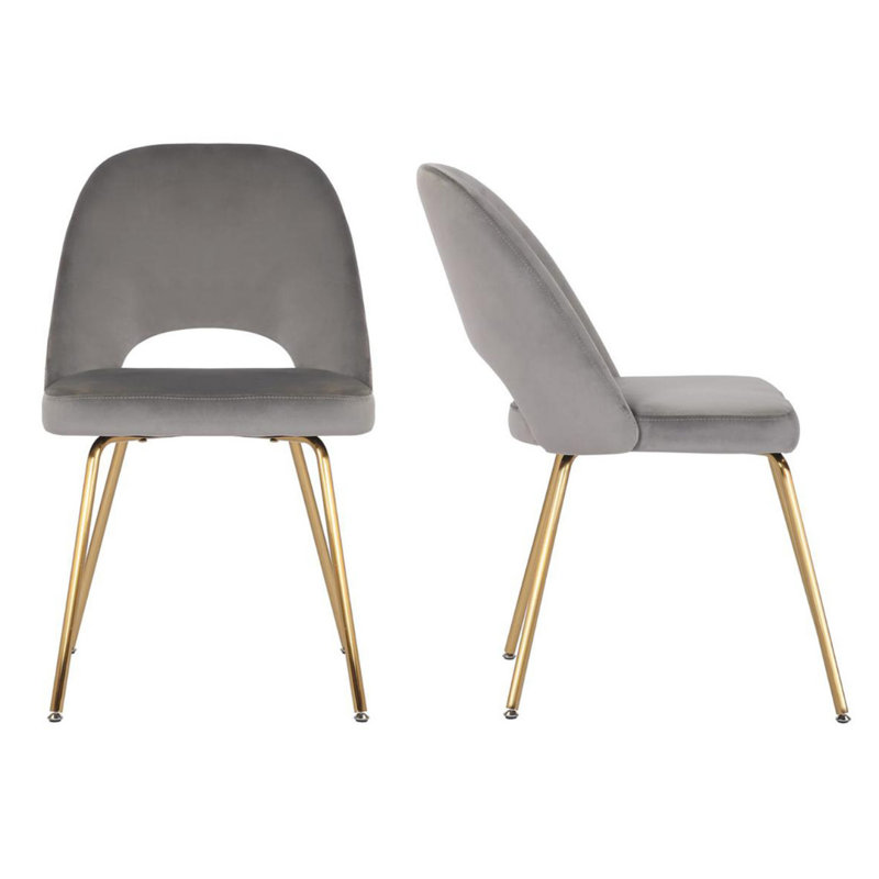 Chaise d'appoint Burnley, Gris, Doré