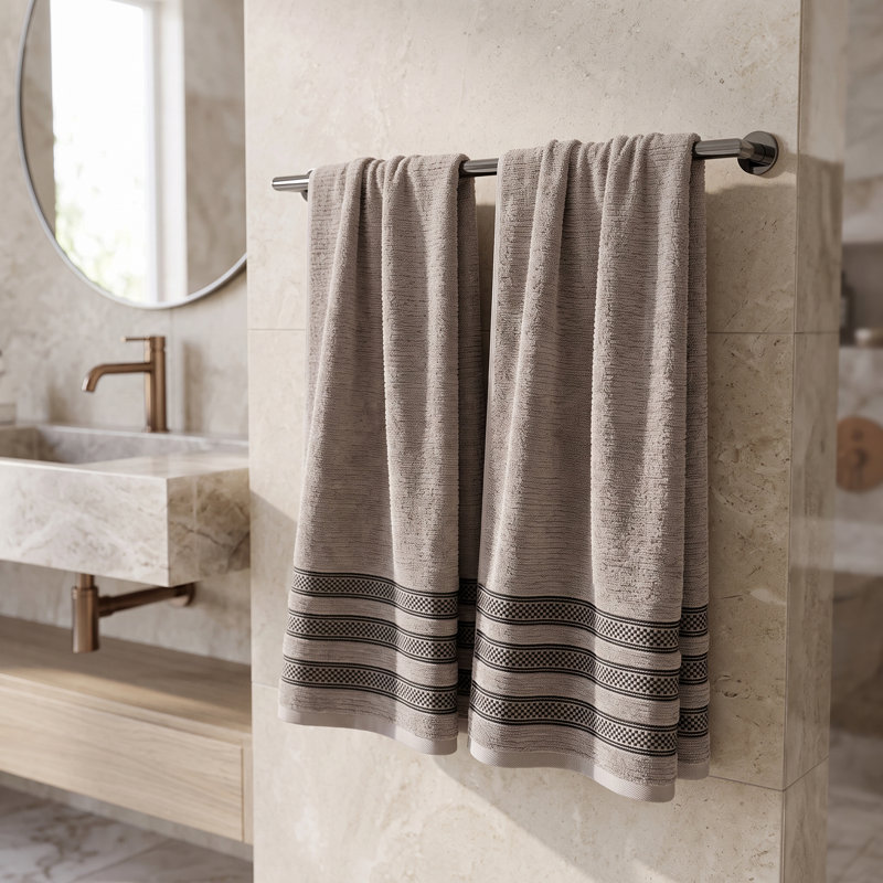 Serviettes de bain moelleuses 100% coton, Gris