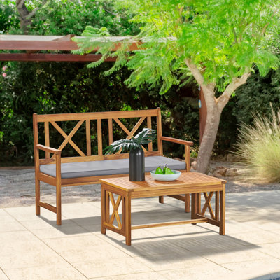 Manchester Acacia 2 - Person Patio Conversation Set with Cushions