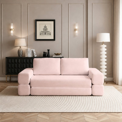 81'' Convertible Sofa Bed,3 In 1 Folding Floor Couch Corduroy Fold Out Couch Bed Futon Sleeper Mattress with Pillows