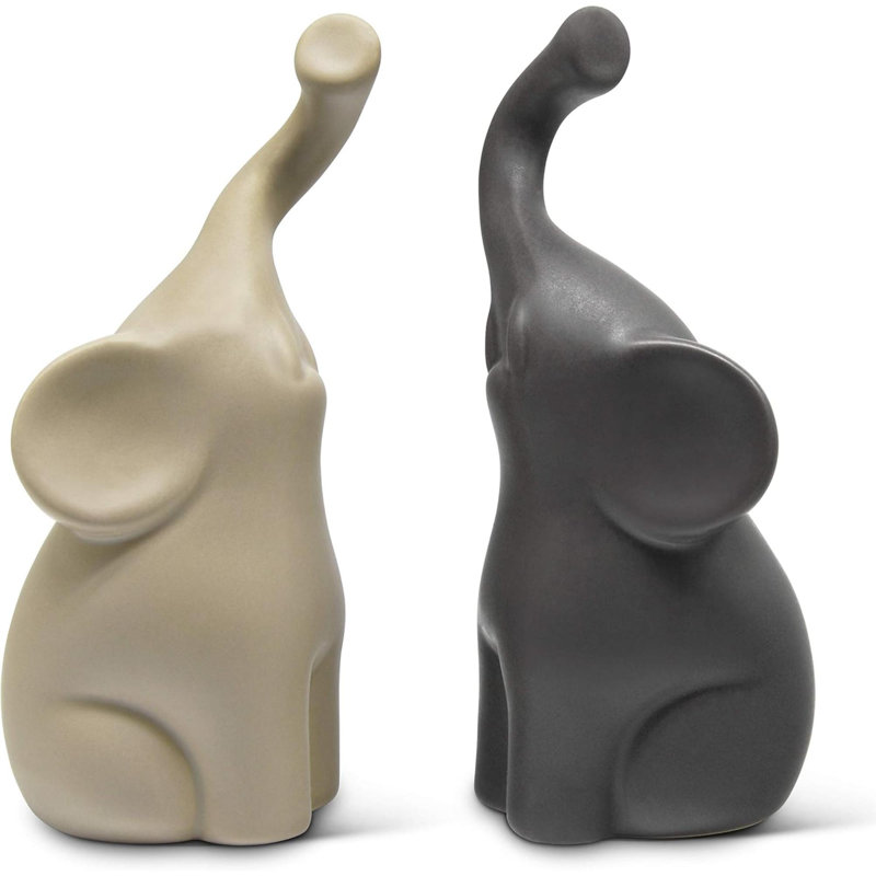 Paire d'éléphants aimants en beige et gris