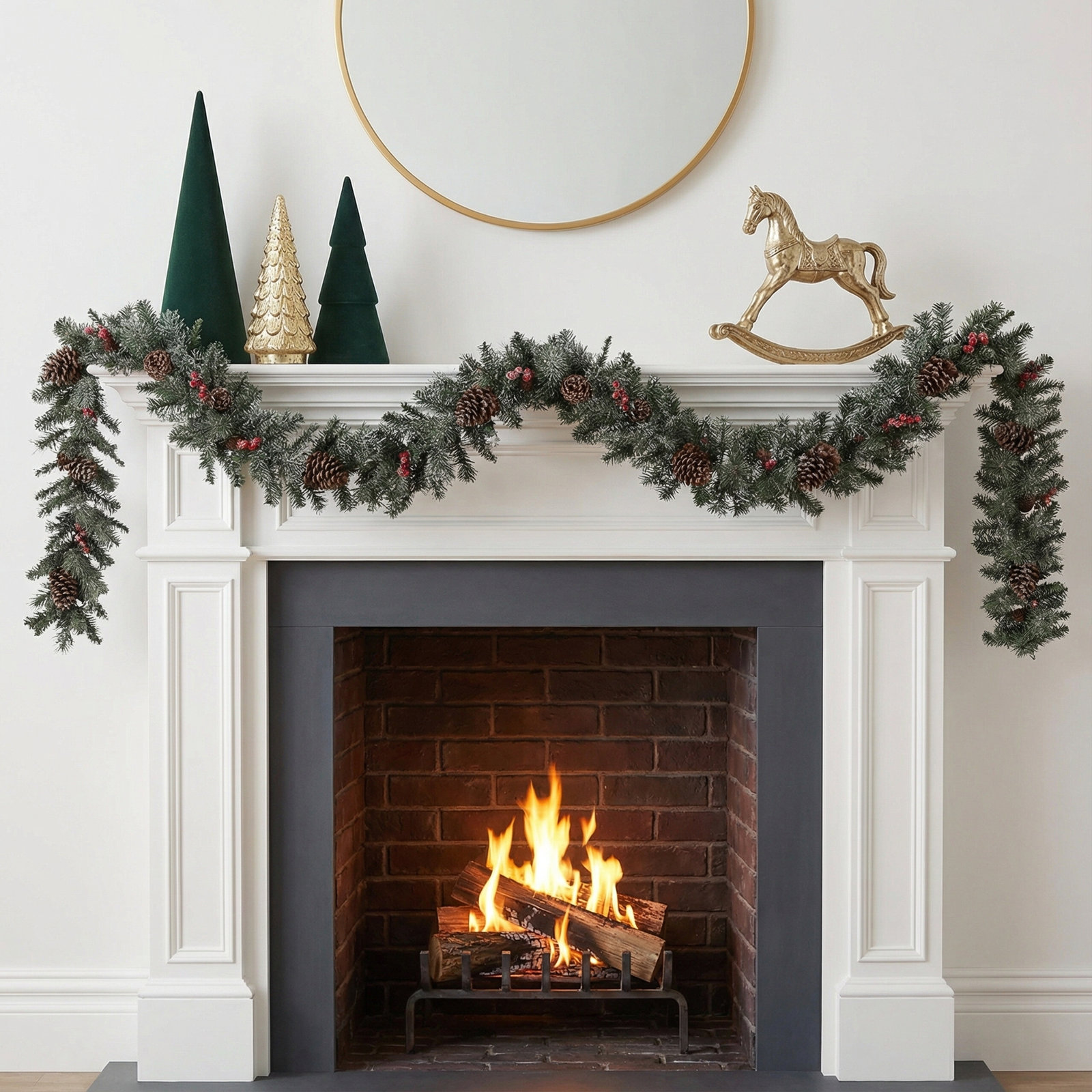 Soperton 9ft Glittered Christmas Garland with Lights and Pinecones