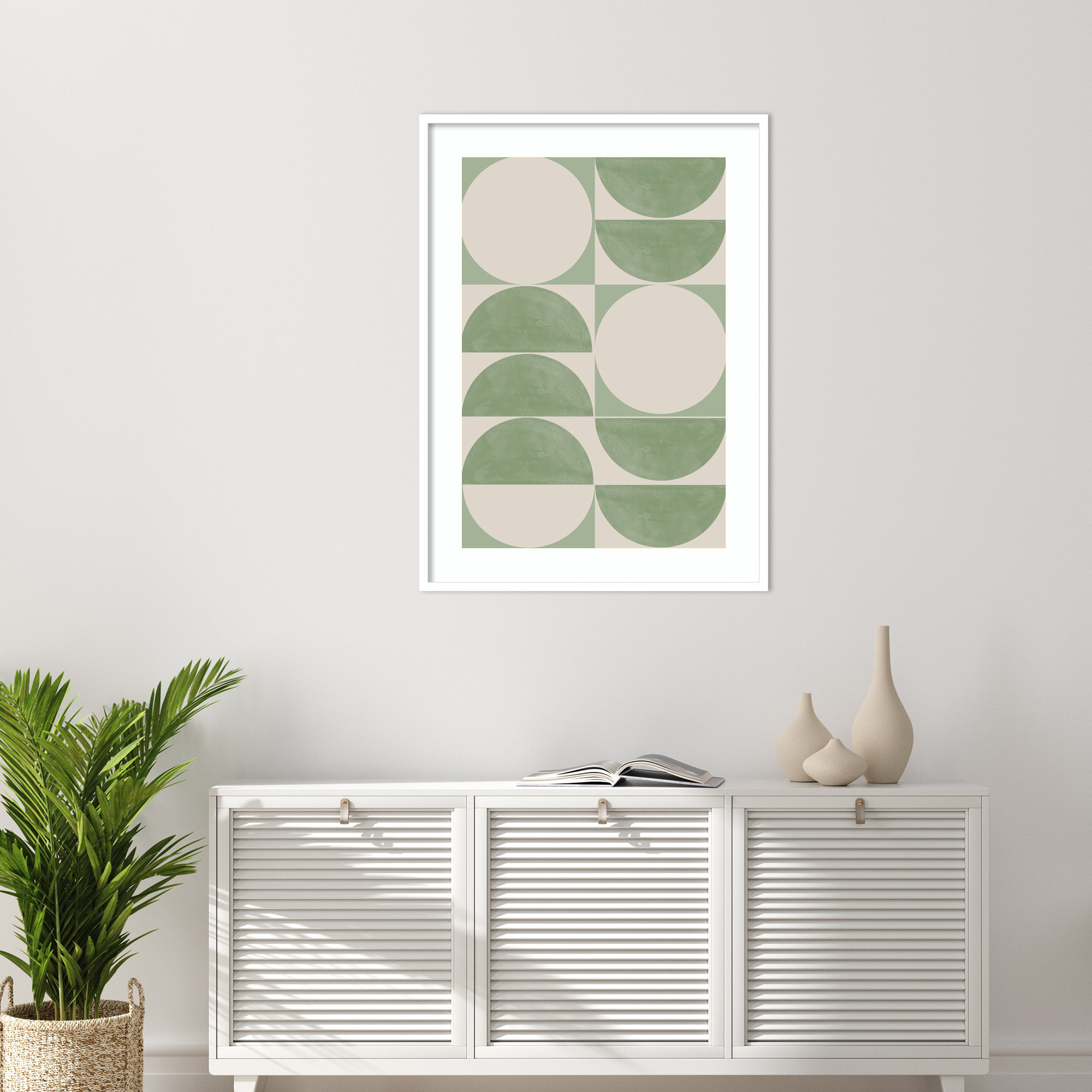 Mid Century Modern 01 by The MIUUS STUDIO Wood Framed Wall Art Print, 41" H x 30" W, White