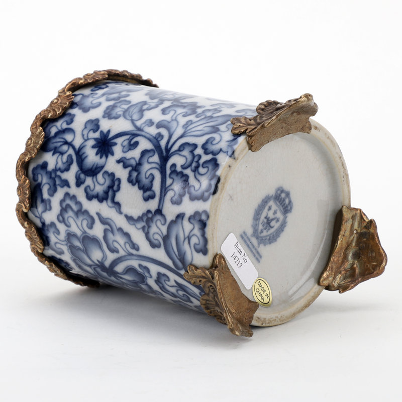 Porcelain Round Vase Blue and White Floral